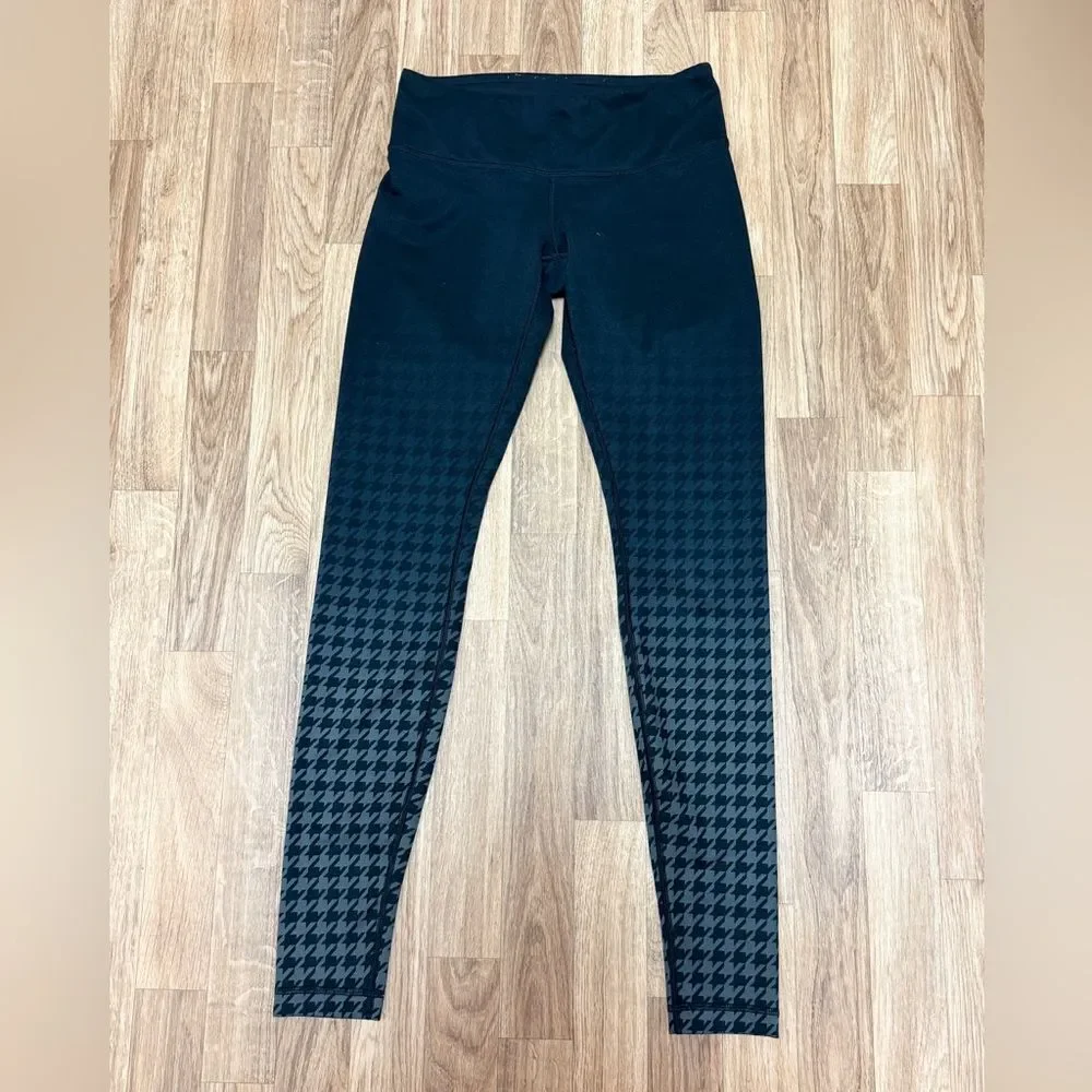 Lululemon Wunder Under Leggings Black Grey Houndstooth Ombre Yoga Pants Size 6